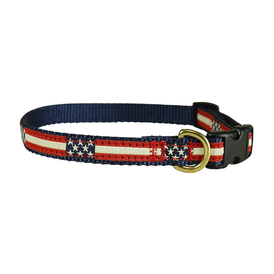 5/8” Ribbon Dog Collar – Retro US Flag