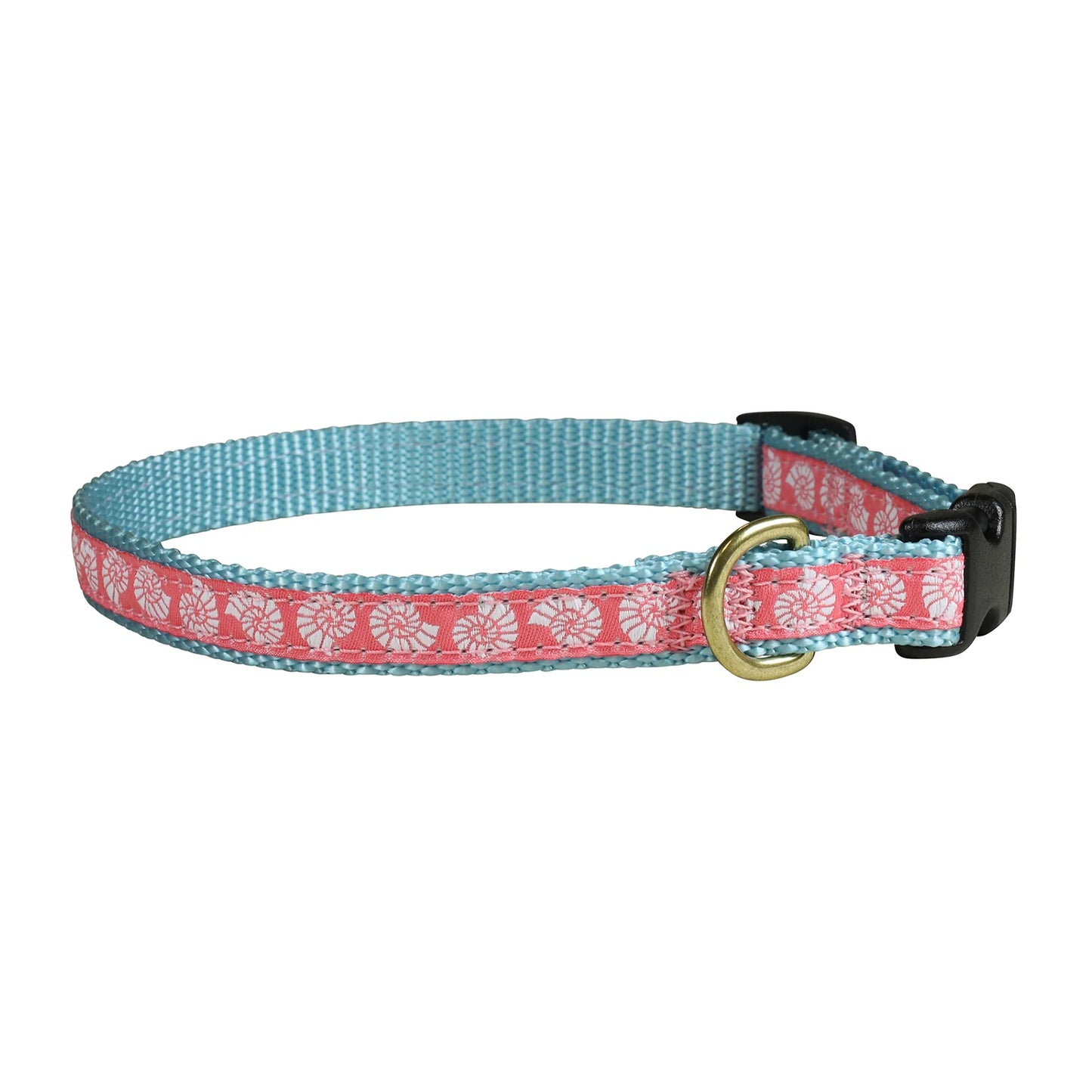 5/8” Ribbon Dog Collar – Pink Seashells