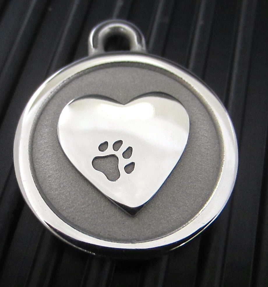 Hand-Made Stainless Steel Pet ID Tag - Heart - Large