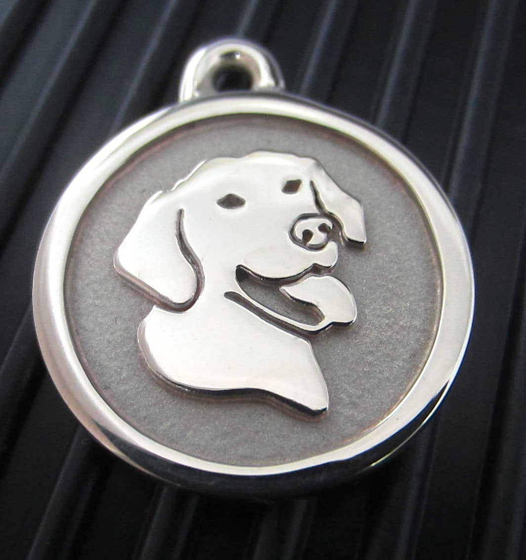 Hand-Made Stainless Steel Pet ID Tag - Lab - Medium