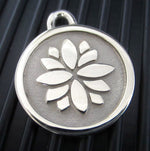 Hand-Made Stainless Steel Pet ID Tag - Lotus - Large Thumbnail