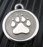 Hand-Made Stainless Steel Pet ID Tag - Paw - Large Thumbnail