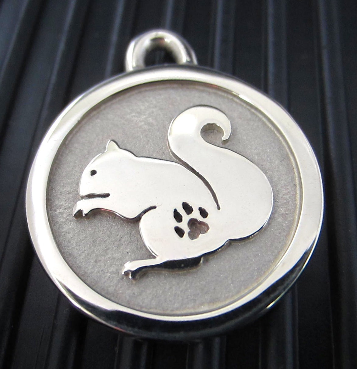 Hand-Made Stainless Steel Pet ID Tag - Squirrel - Large