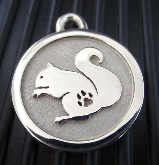 Hand-Made Stainless Steel Pet ID Tag - Squirrel - Large