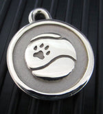 Hand-Made Stainless Steel Pet ID Tag - Tennis Ball - Medium Thumbnail