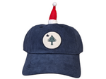 Baseball Hat with Santa Hat – Maine Tree & Star on Canvas - Navy Blue Thumbnail