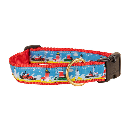 1” Ribbon Dog Collar - Tugboats