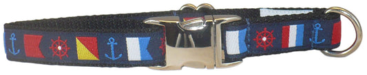 3/4” Ribbon Dog Collar – Nautical Flags