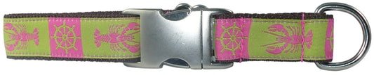 1” Ribbon Dog Collar – Lobster, Pink