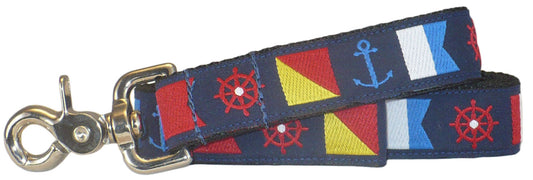 1” x 5ft  Ribbon Dog Leash – Nautical Flags