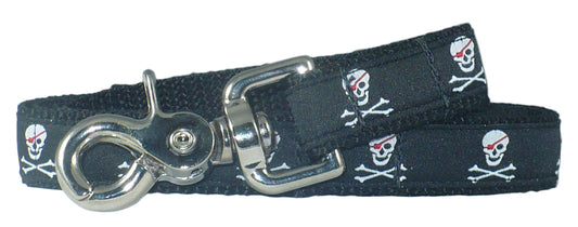 3/4” x 5ft Ribbon Dog Leash – Pirates, Black