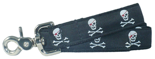 1” x 5ft  Ribbon Dog Leash – Pirates, Black