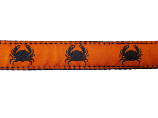 1” x 6ft Ribbon Dog Leash – Crabby on Orange