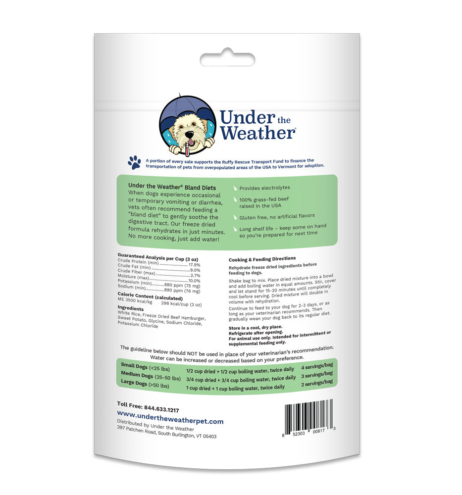 Under the Weather Bland Dog Food - Hamburger & Swt. Potato - 6oz