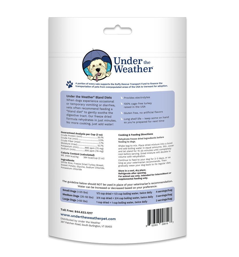 Under the Weather Bland Dog Food - Turkey & Swt. Potato - 6oz