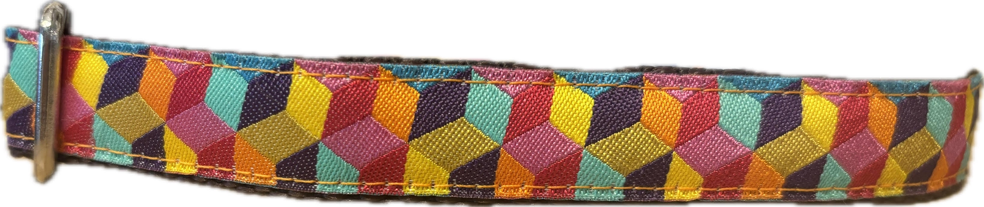 3/4” Ribbon Dog Collar – Multi Blocks