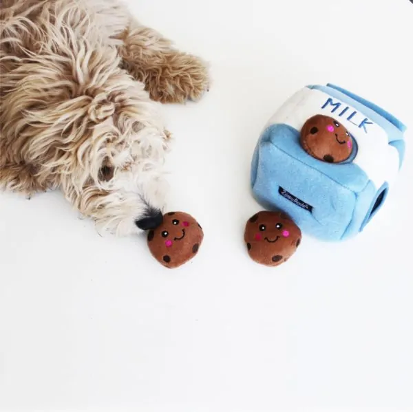 Zippy Paws Stuffed Dog Toy - Burrow - Milk & Cookies